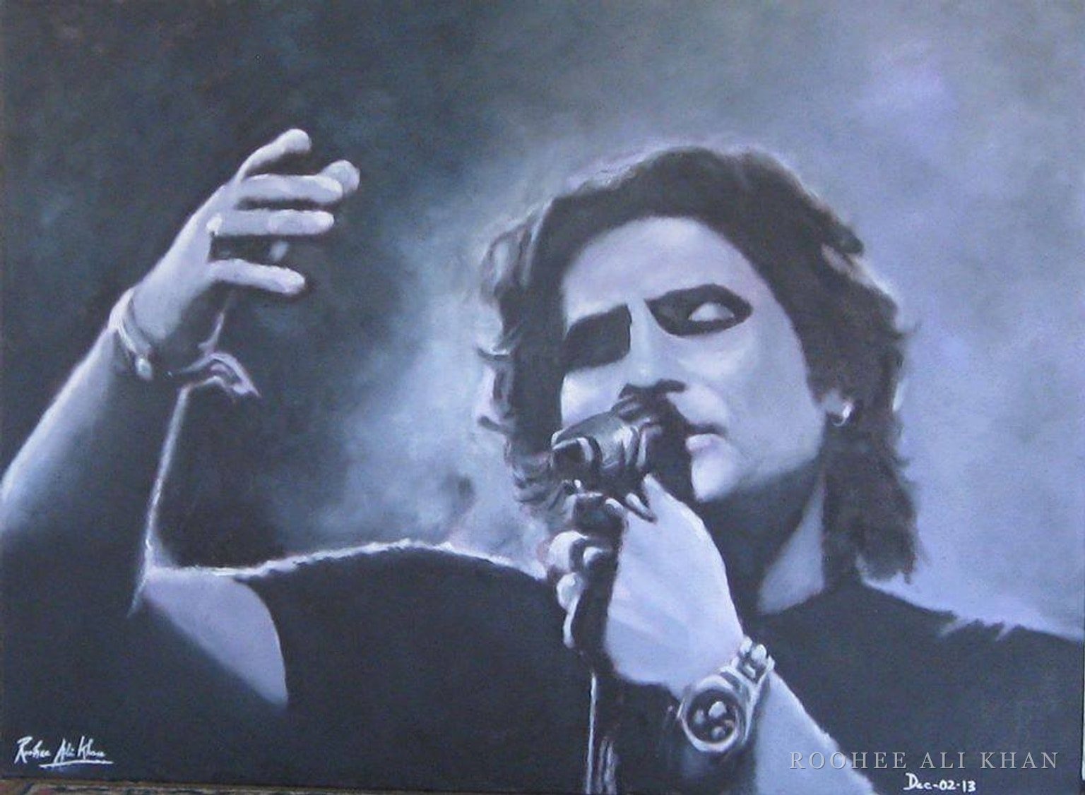 Presenting a portrait to Shafqat Amanat Ali Khansaheb
