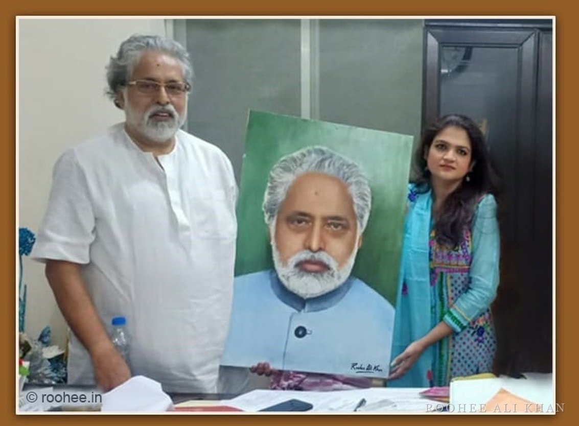 Presenting art to Sudip Bandyopadhyay ji, MP — Kolkata Uttar